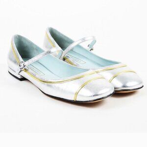 Marc Jacobs all leather silver/gold trim mary jane shoes sz 36